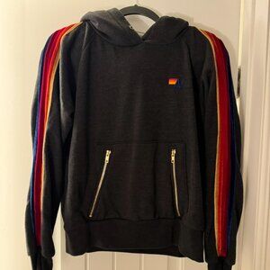 Aviator Nation  Velvet Stripe Pullover Hoodie with Zippers